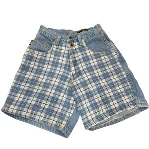 Vintage Y2K Switch USA Plaid Patchwork High-Rise Jean Shorts Size 3 (0/1)